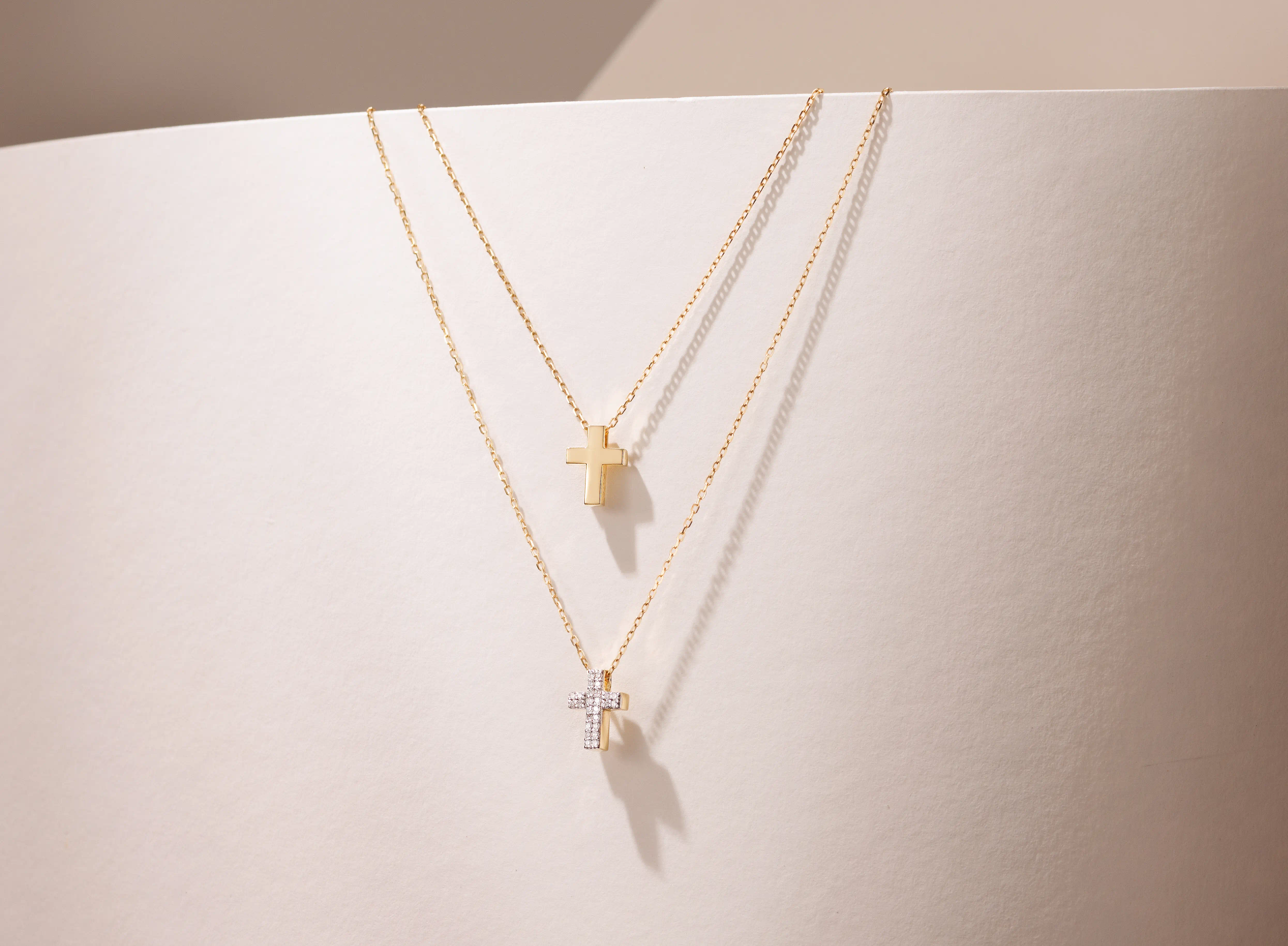 Diamond cross yellow gold pendant