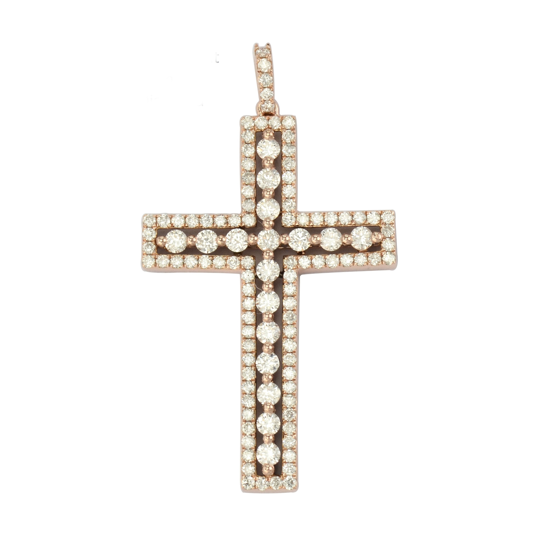 1.83ct Round Cut Diamond Cross Pendant PD040350DB in Rose Gold