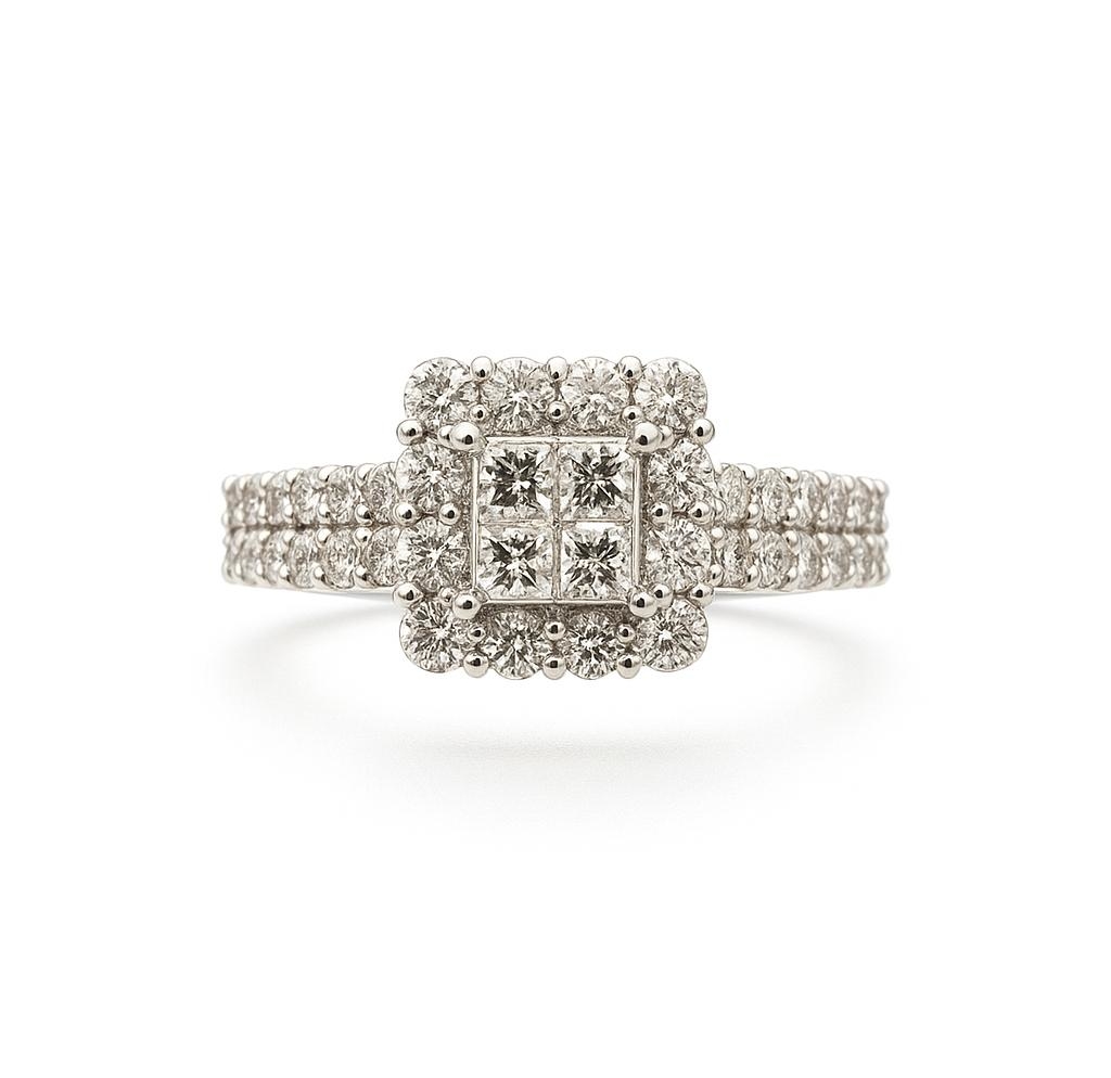 1.5ct Natural Diamond Ring RI00034 in 18K White Gold - View 1