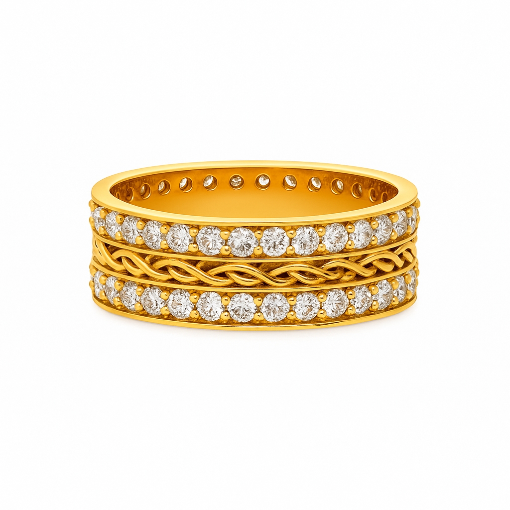 18K Yellow Gold Moissanite Infinity Wedding Band