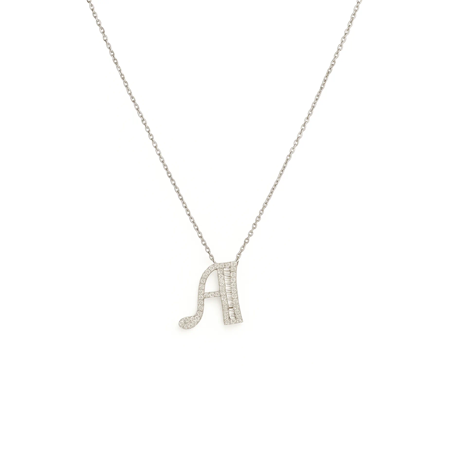18K Gold Diamond Letter Necklace - Side View