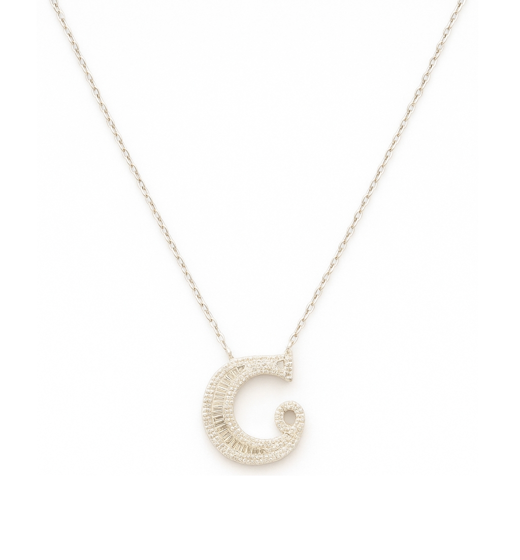 18K Gold Diamond Letter Necklace - Front View