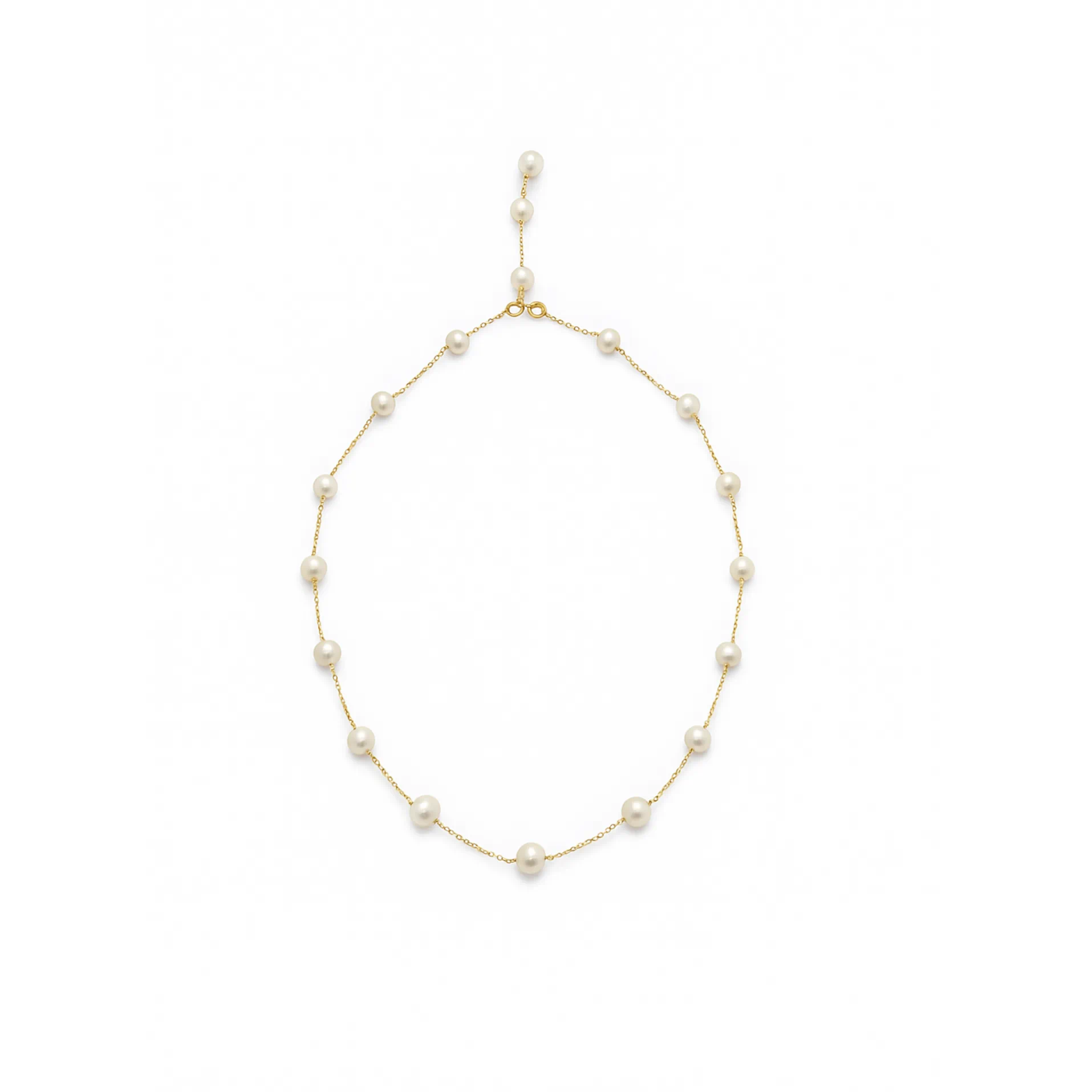 Dainty Pearl Necklace with 18K Yellow Gold Chain