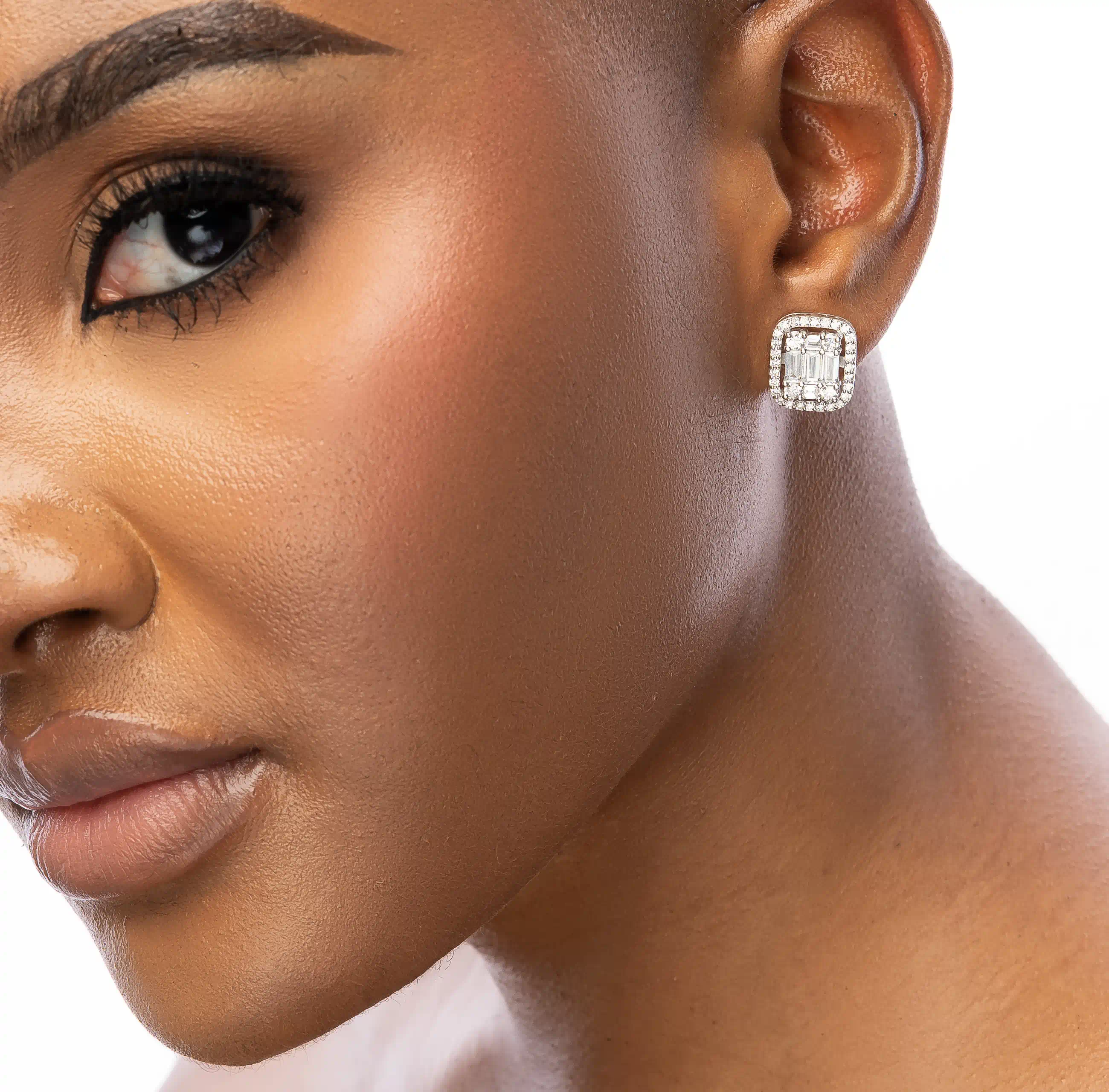 Close-up of Big and Bold Lab Diamond Stud showing diamond brilliance