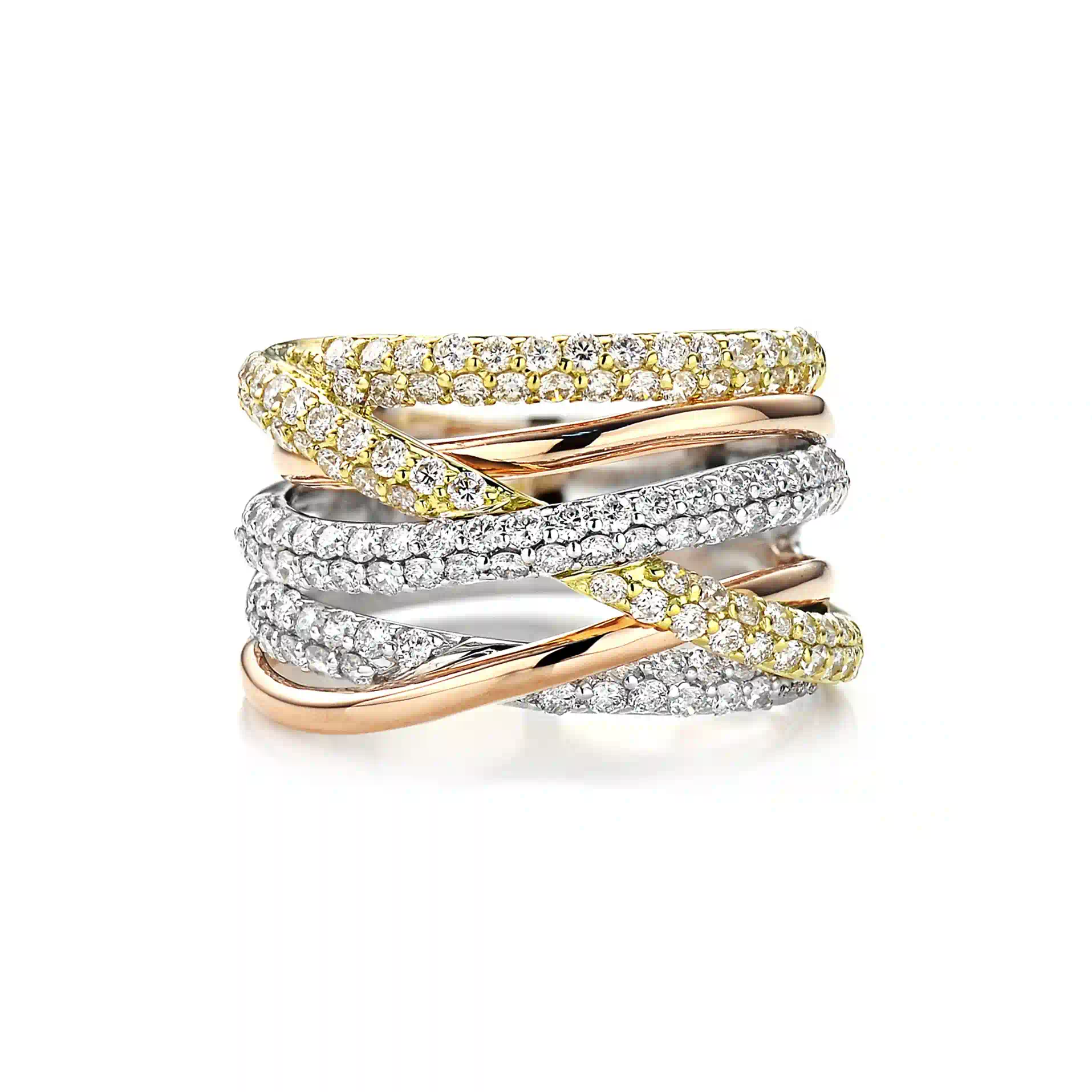 Diamond Ring in Tri-Color Gold