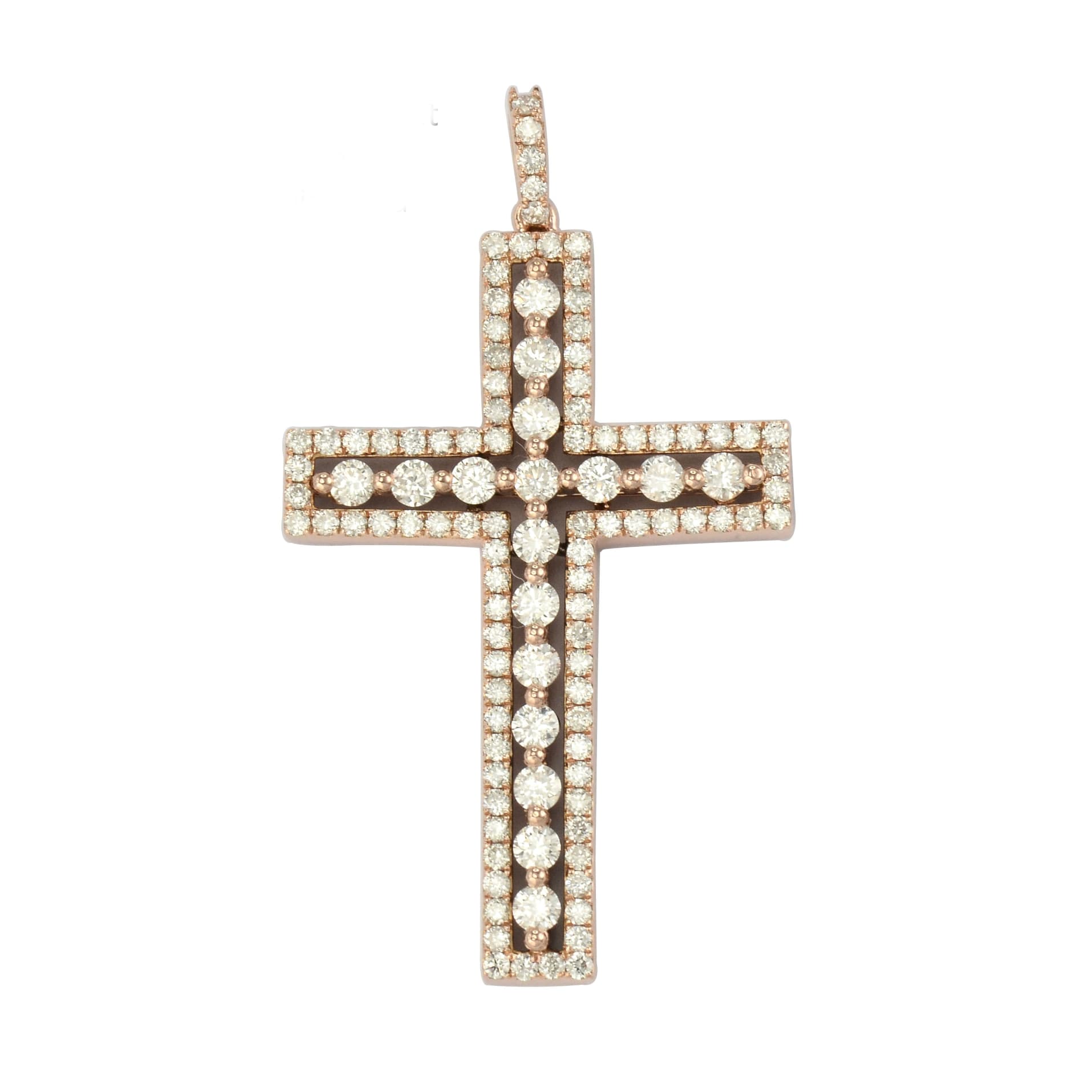 1.83ct Round Cut Diamond Cross Pendant PD040350DB in Rose Gold