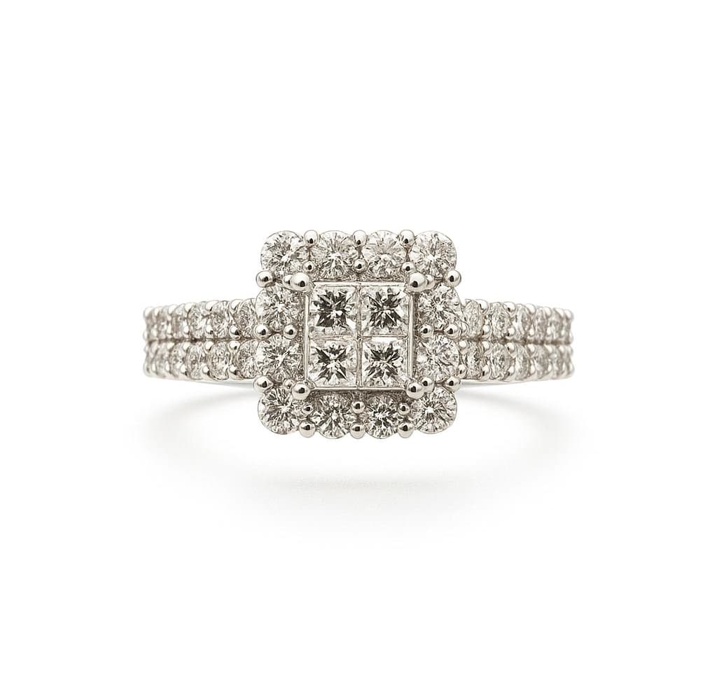 1.5ct Natural Diamond Ring RI00034 in 18K White Gold - View 1