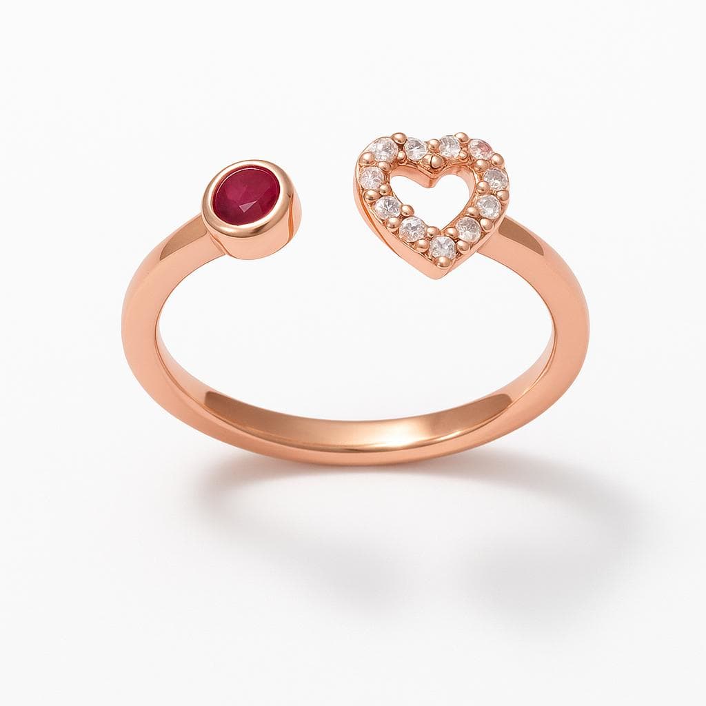 Diamond and Ruby Ring RI00035 in 18K Rose Gold - View 1