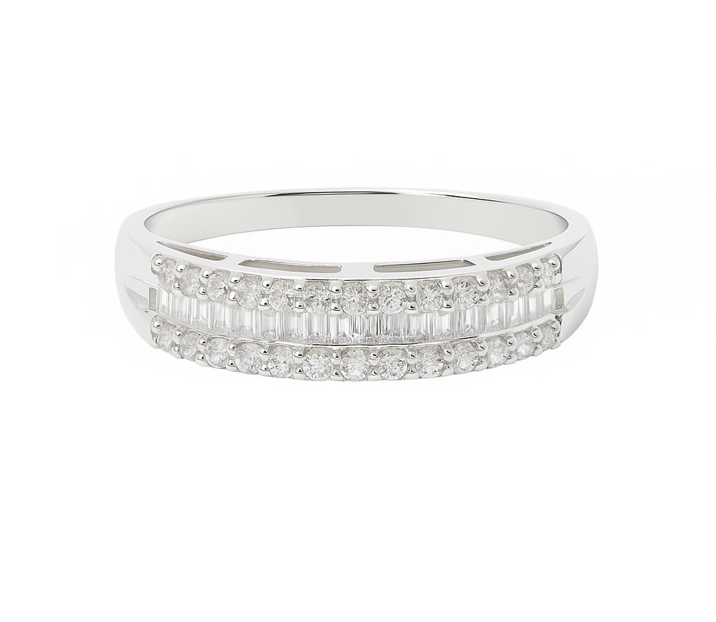 18K White Gold Diamond Wedding Band RI00045 - Front View