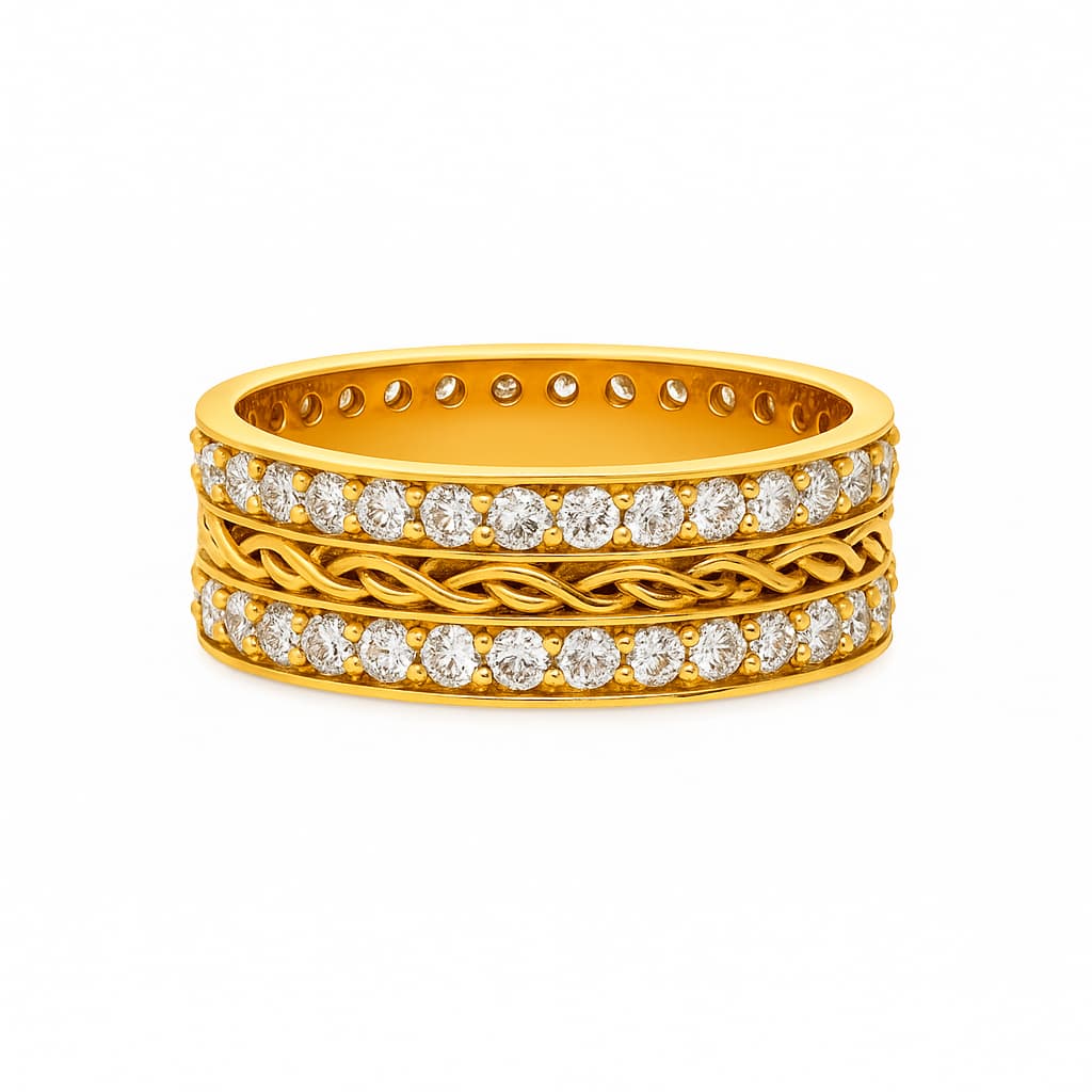 18K Yellow Gold Moissanite Infinity Wedding Band