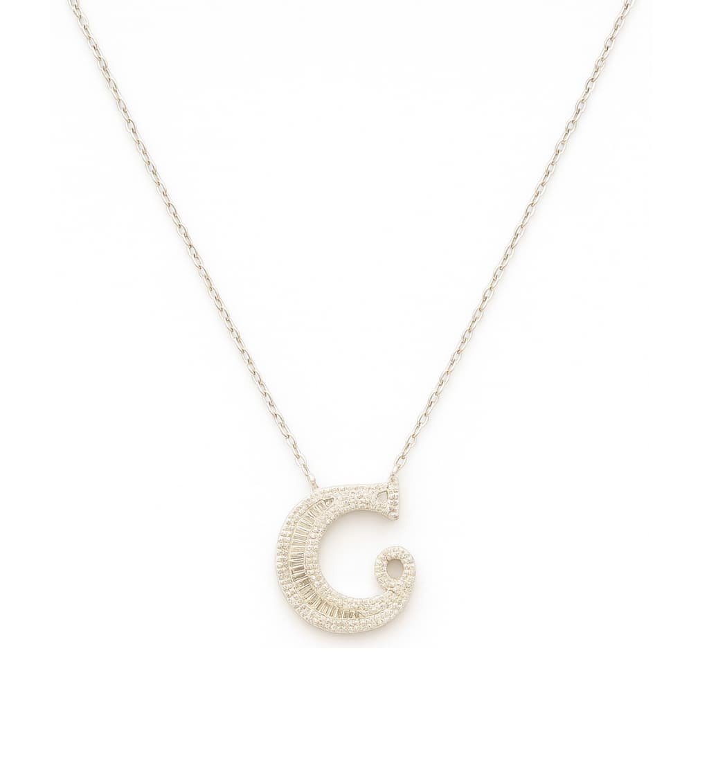 18K Gold Diamond Letter Necklace - Front View
