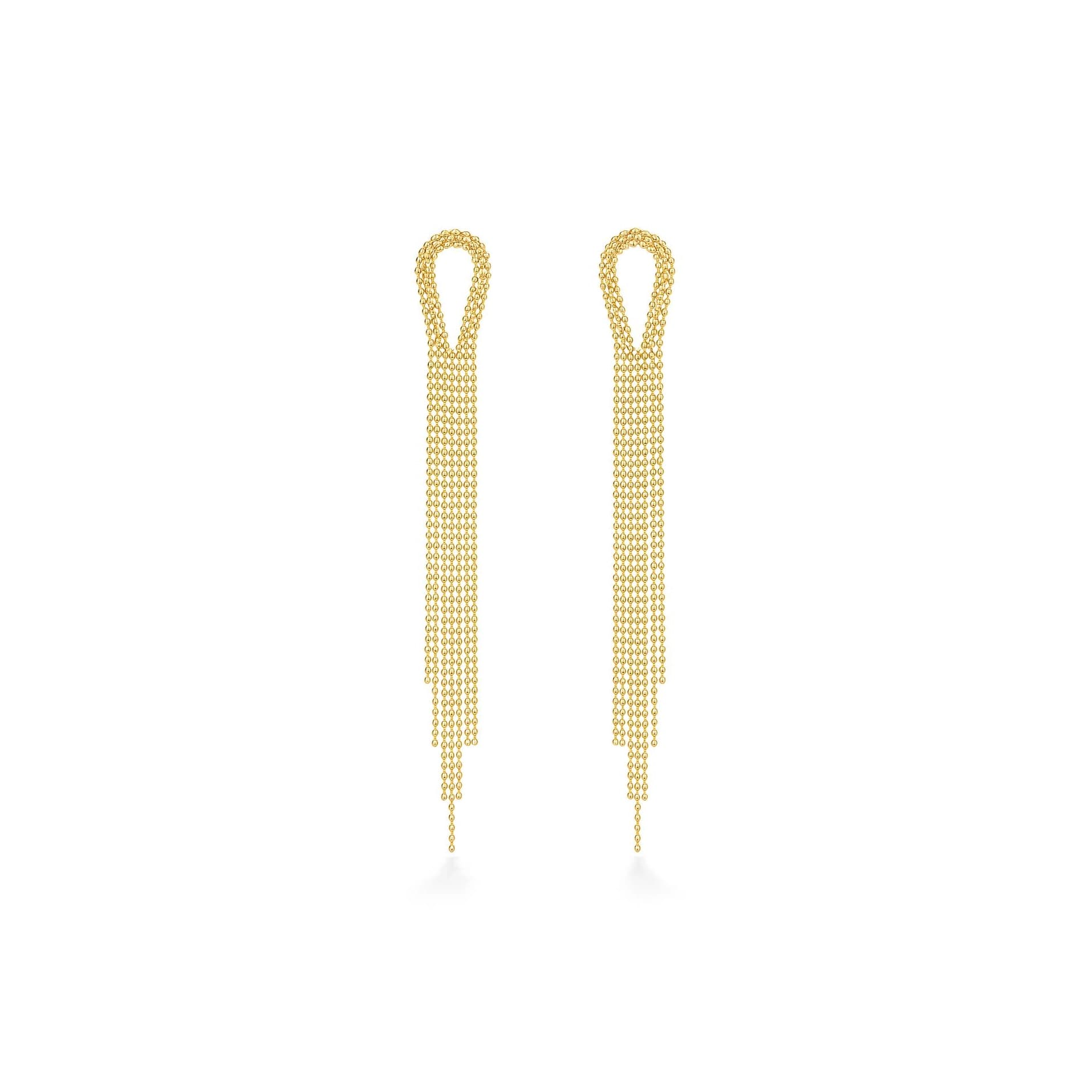 18K Yellow Gold Long Dangling Earring with elegant fluid movement