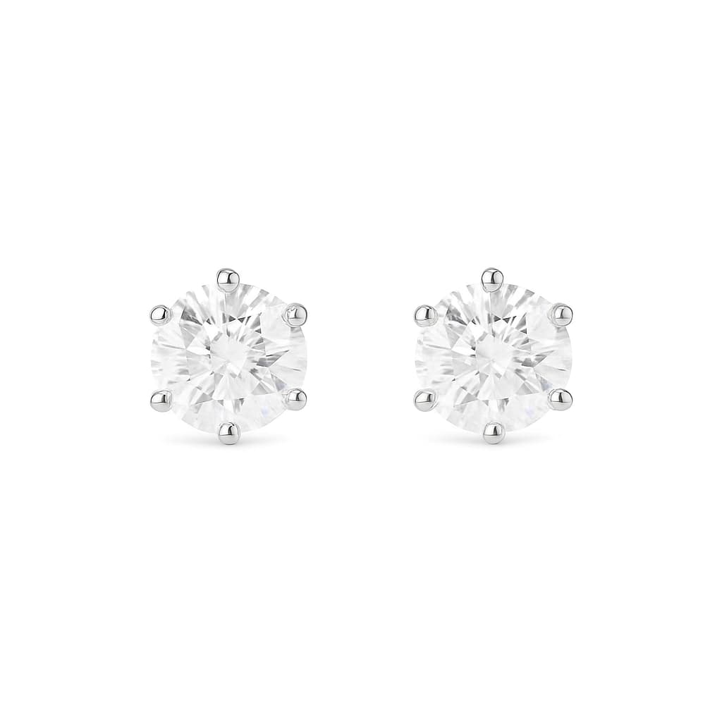 Tiny Round Diamond Stud Earrings in 18K White Gold
