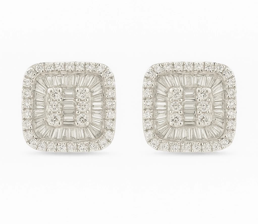 Medium Diamond Stud in 18K White Gold with substantial presence