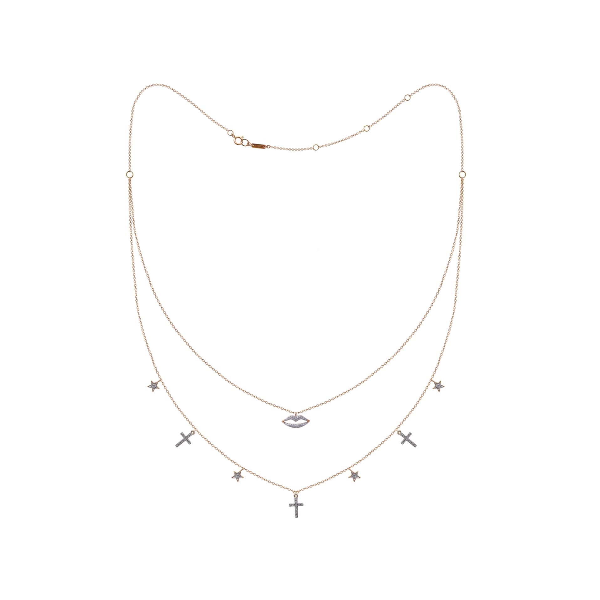 Diamond Necklace NL045768DB in 18K Rose Gold