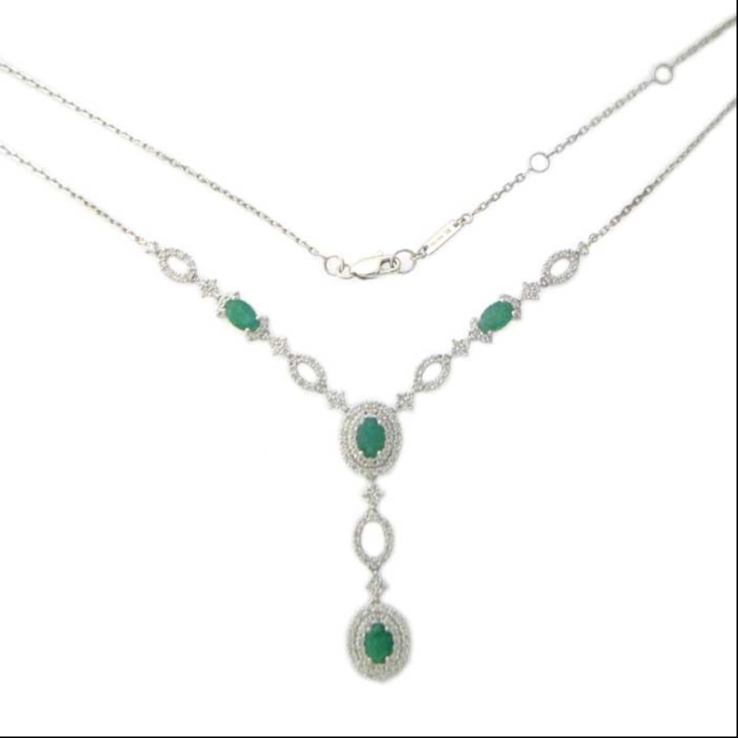 Diamond Necklace Set SN032070BB in 18K White Gold