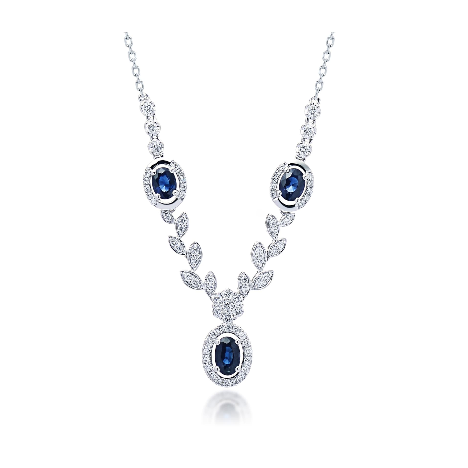 Diamond Necklace Set SN043728GB in 18K White Gold