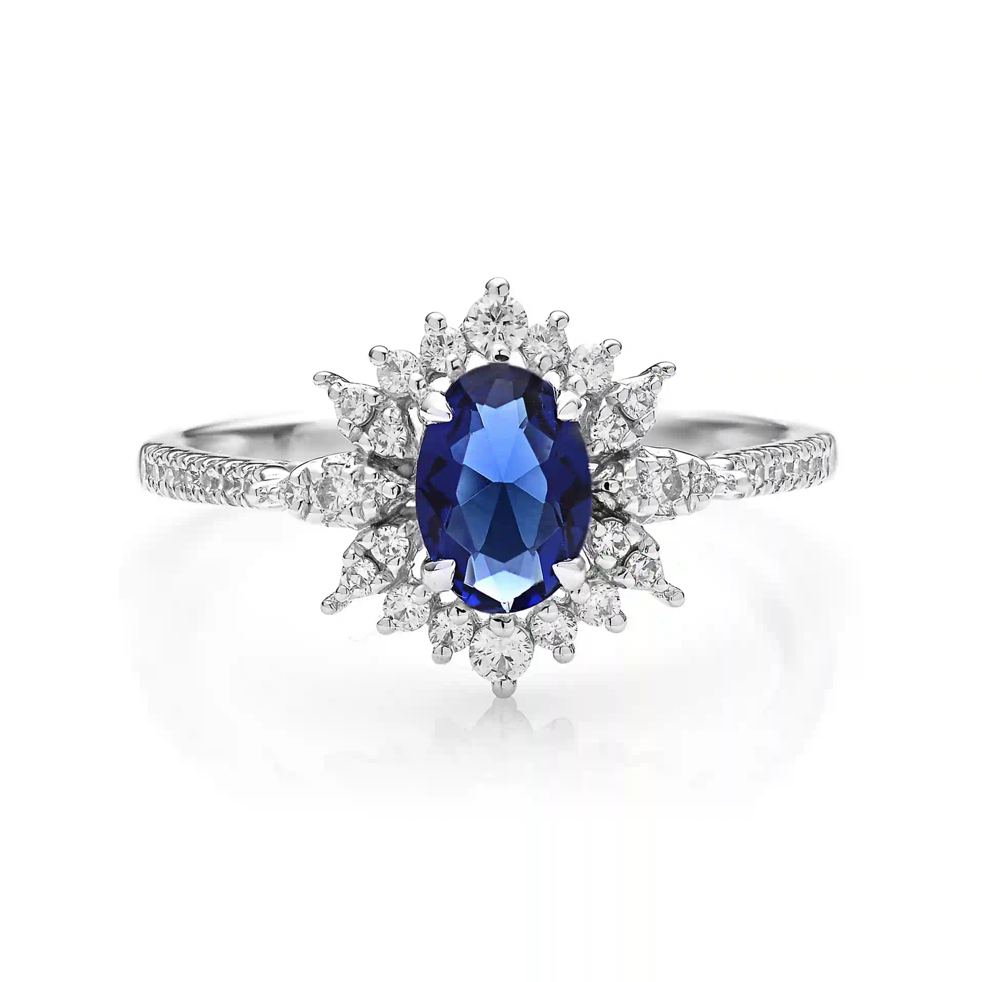 Emerald Ring SR043355GB in White Gold