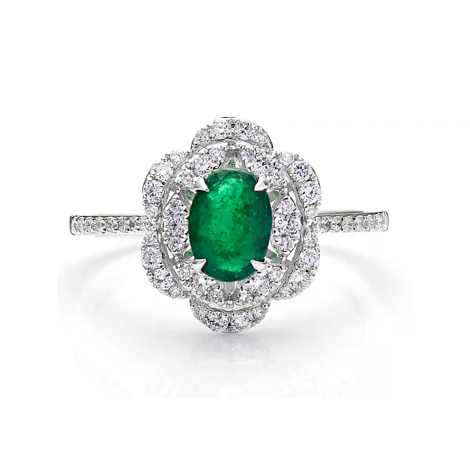 Emerald Ring SR043524pB in White Gold