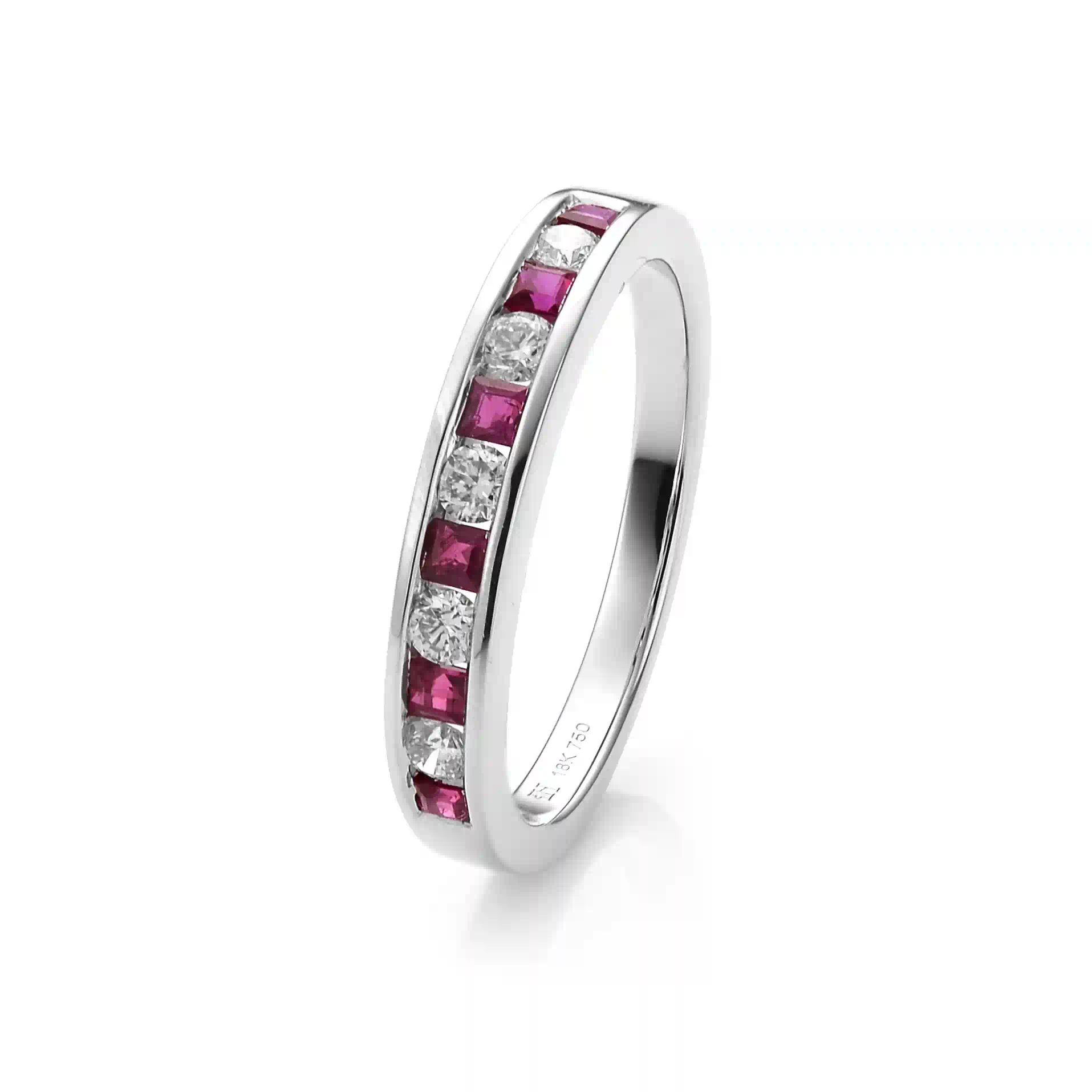 Crystal Wedding Band RI032150KB in White Gold - View 2