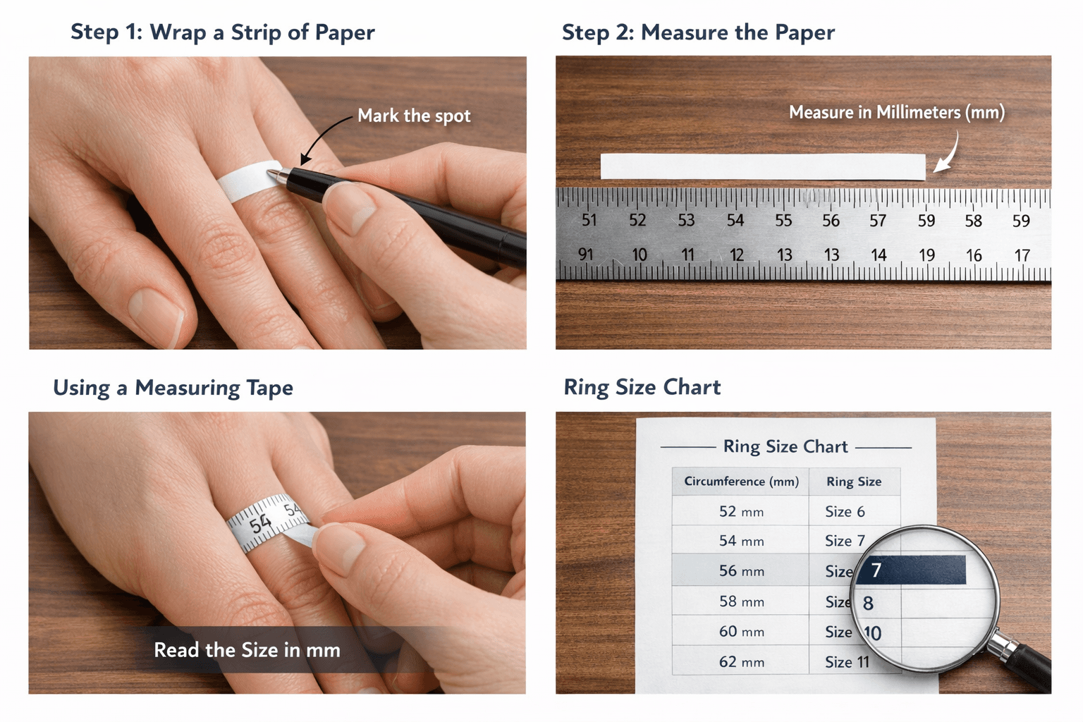 DIY ring size measurement with paper